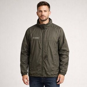 Columbia Sportswear Company packable Mens Small Dark Olive Windbreaker/ Raincoat